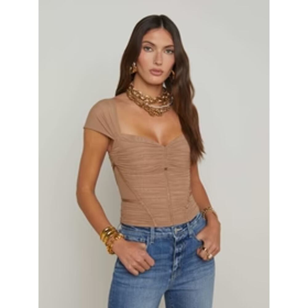 L'Agence Asuka Mesh Corset Top - Cappuccino / 8